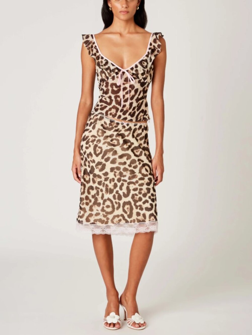 NIA Lace Leopard Midi Skirt